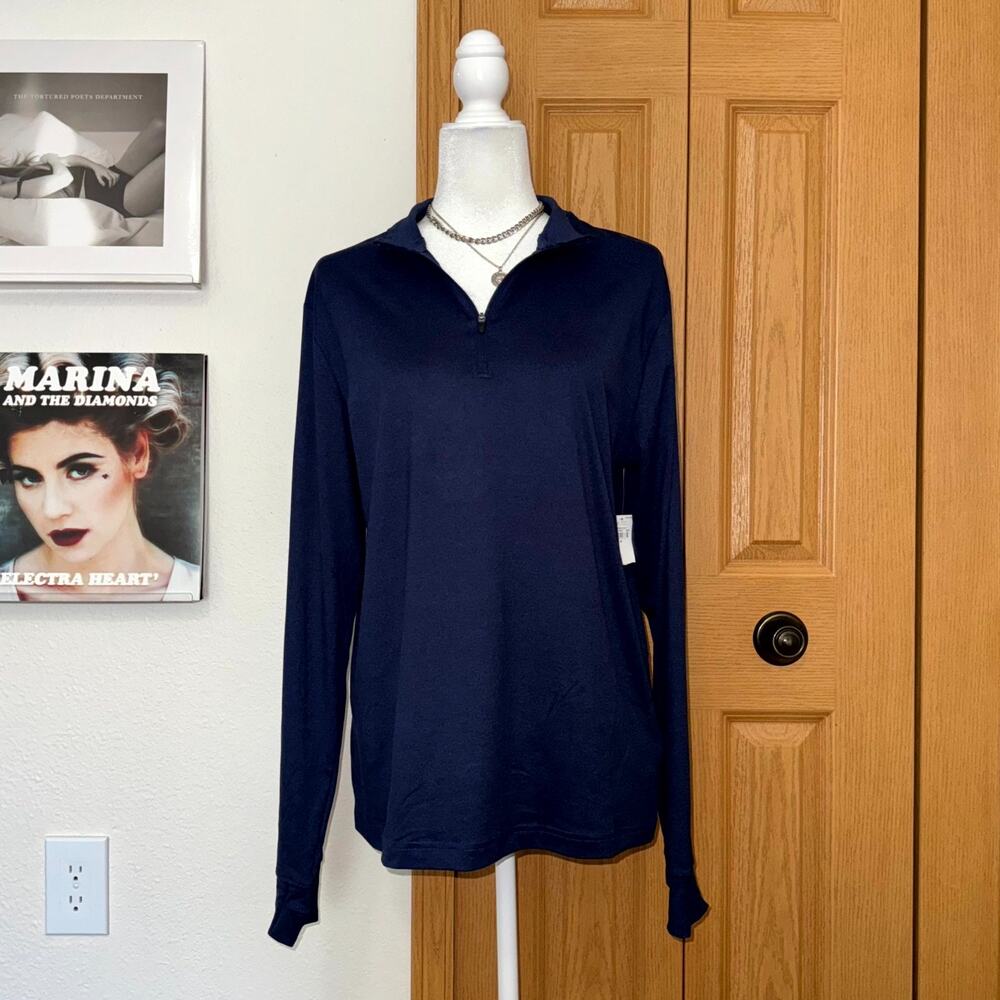 Old Navy Active Cloudmotion Quarter Zip Shirt Women Medium Navy Blue Long Sleeve